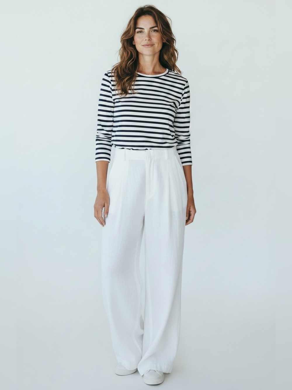 ANTONIO MELANI Melinda White Linen Blend Wide Leg High Rise Pants Sz 8 NWT